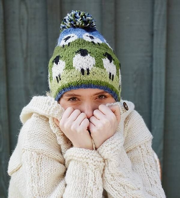 Flock of sheep bobble beanie lifestyle 1 1000px