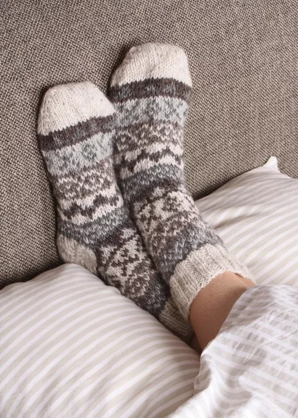 Classic Fairisle Sofa Socks Natural