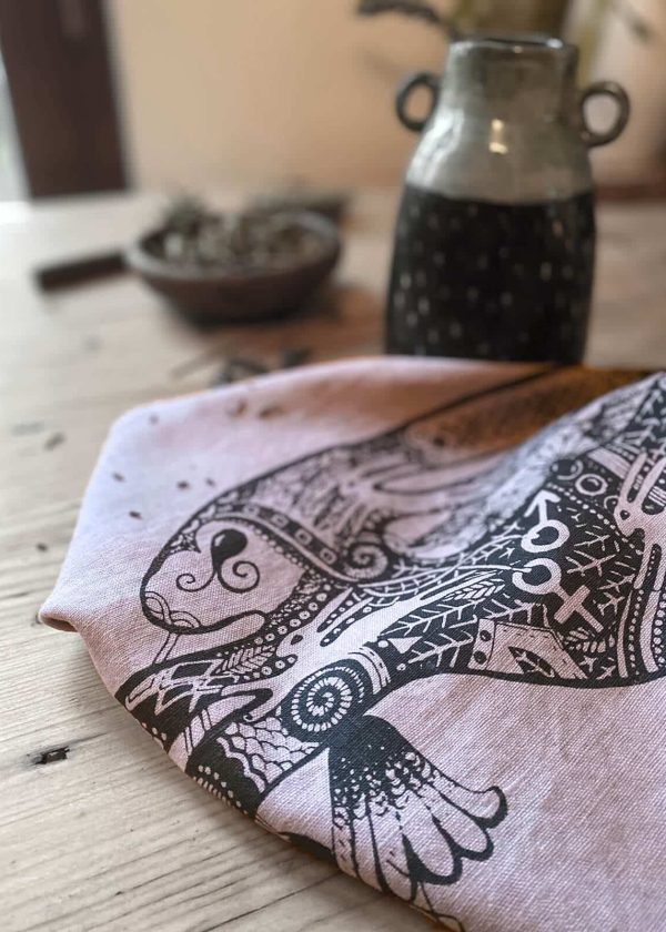 GeorgeLettersPic Linen Teatowel Blush Hare