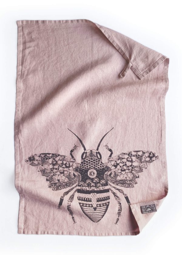 GeorgieLettersPic Linen Teatowel Blush Bee Prod