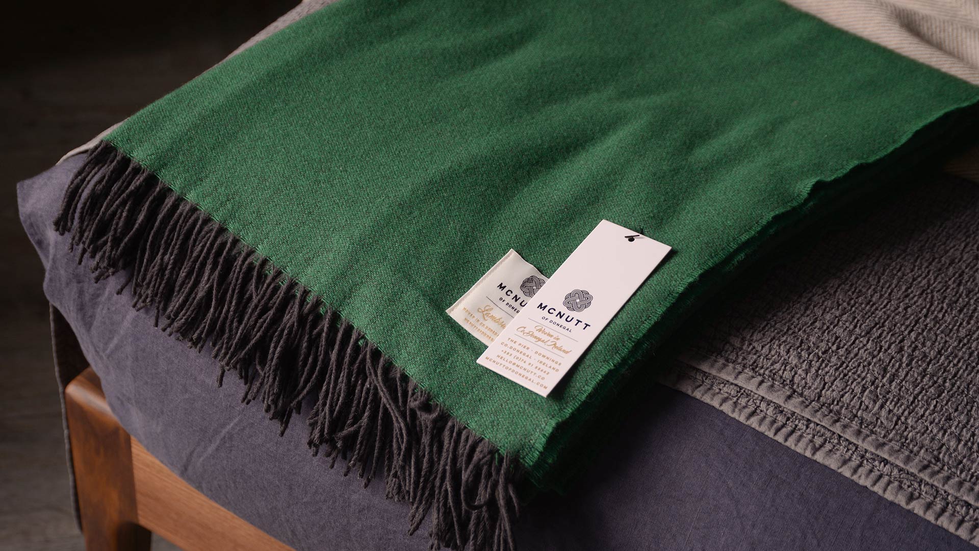 McNutt Green Wool Throw grab