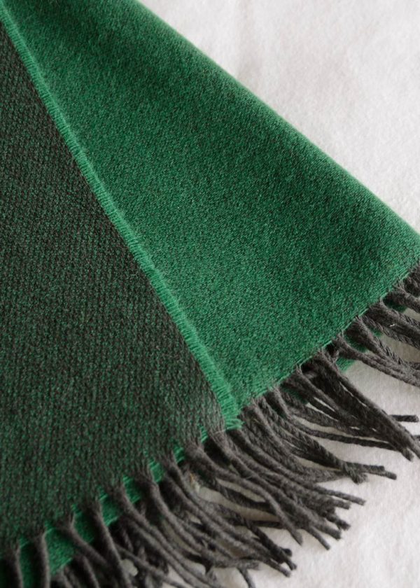 Reversible Green merino Throw grab
