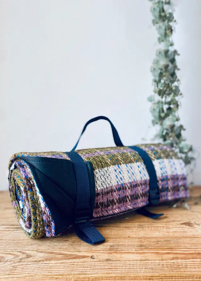 Recycled Wool & Waxed Cotton Picnic Blanket ~ Birch Navy