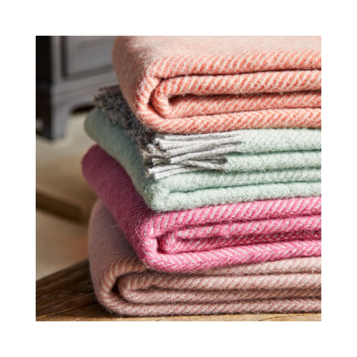 herringbone laurel green throw