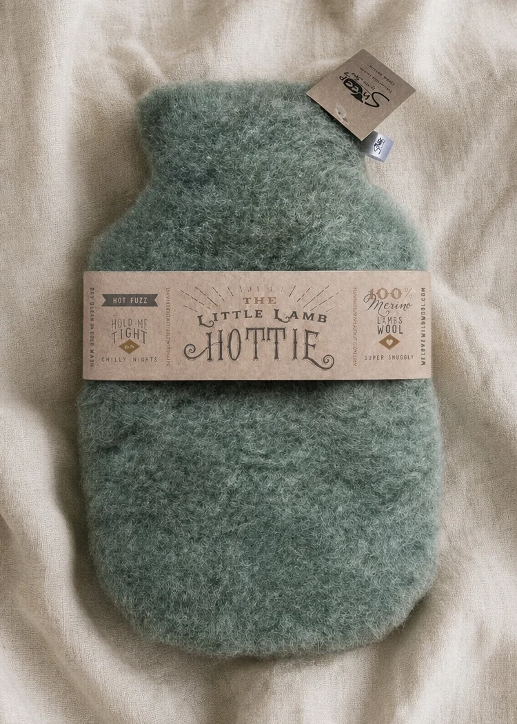 ww green lambswool hot water bottle