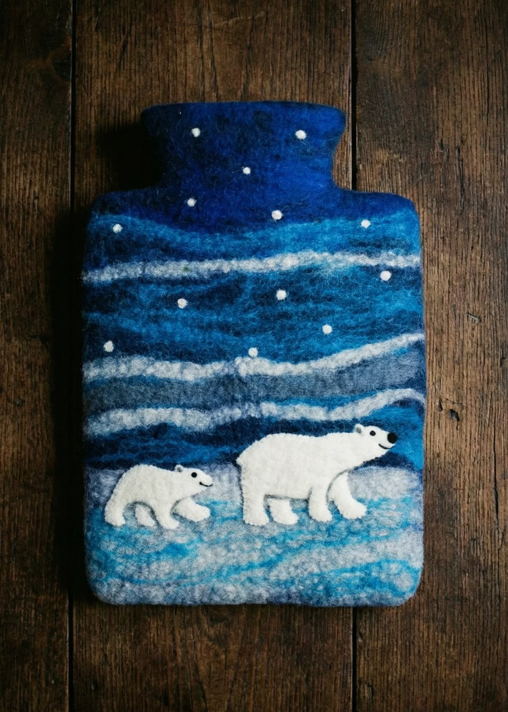 Fairtrade Felted Wool Huggable Hottie ~ Polar Bear