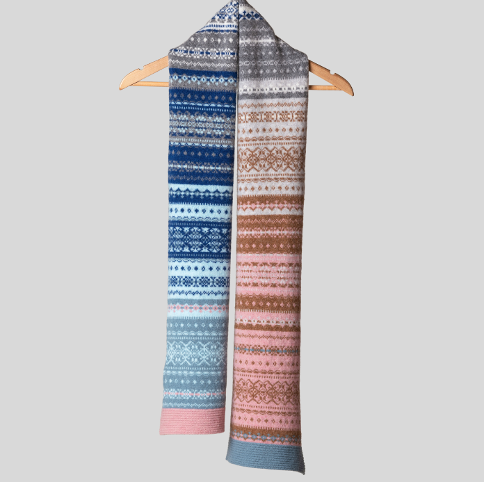 Dew Fairlisle merino wool scarf 2