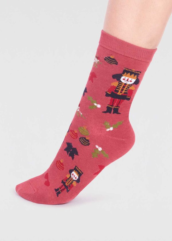 WildWool bamboo socks Nutcracker red