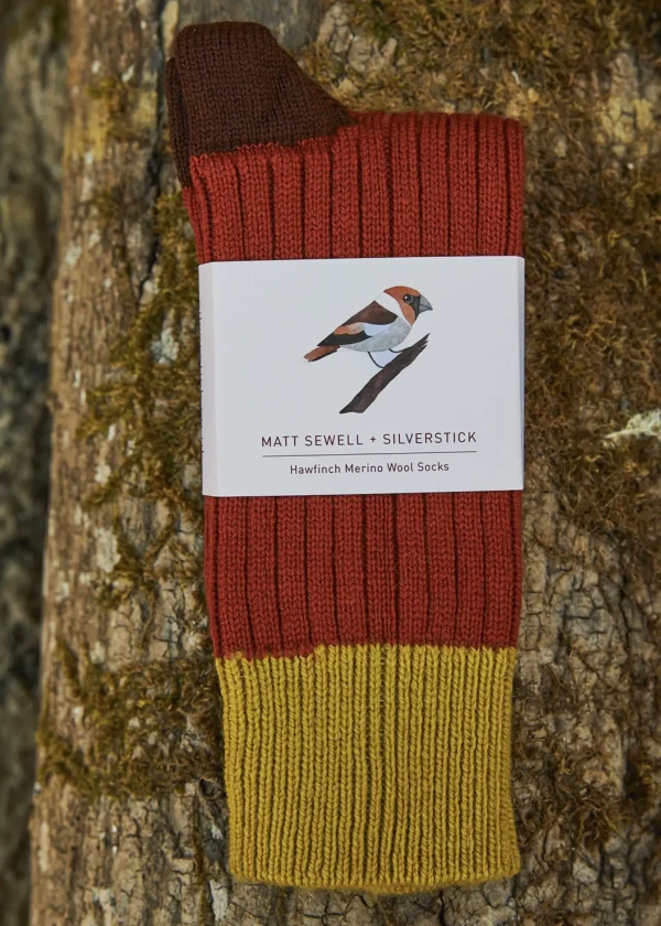 WildWoolpic silverstick matt sewell hawfinch red merino socks2