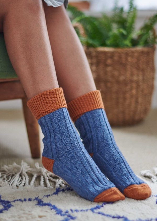 SLOUCH SOCKS cashmere mix DENIM SAFFRON