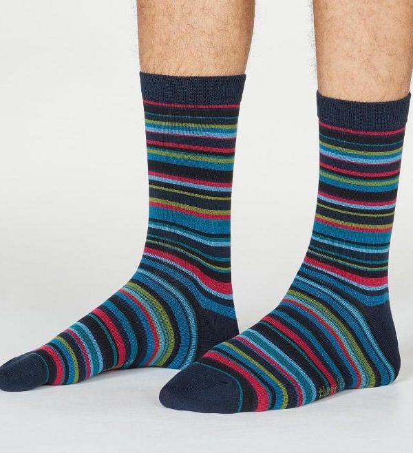 SPM682 NAVY Abram Multi Stripe Bamboo Organic Cotton Socks In Navy 2 1.jpg