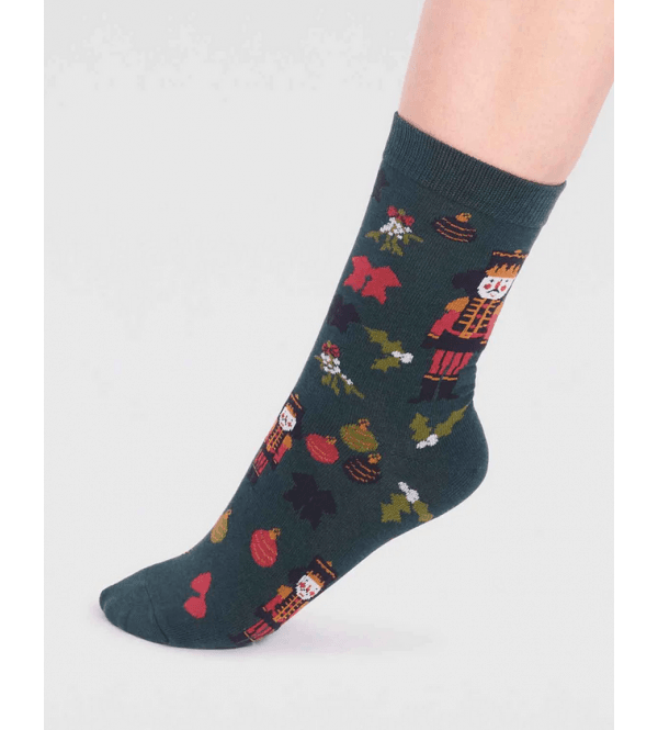 bamboo christmas socks nutcracker green ww