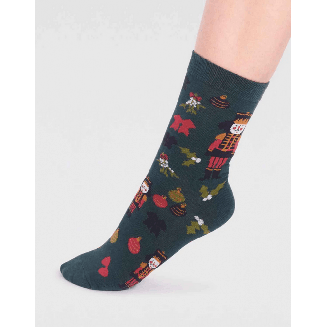 bamboo christmas socks nutcracker green ww