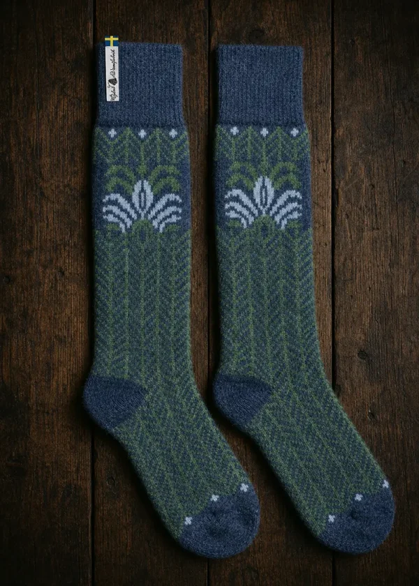 fager folk blue green swedish wool sock ww