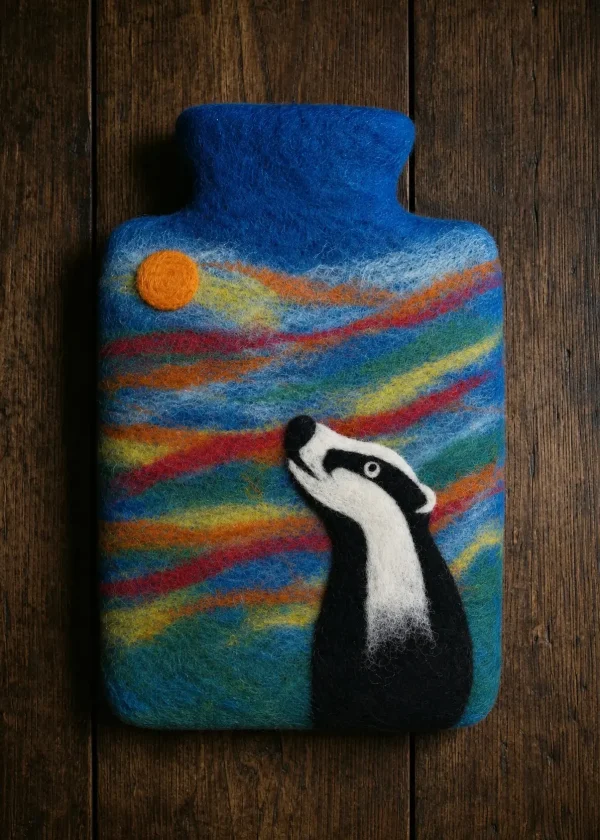 Badger felted wool hot water bottle