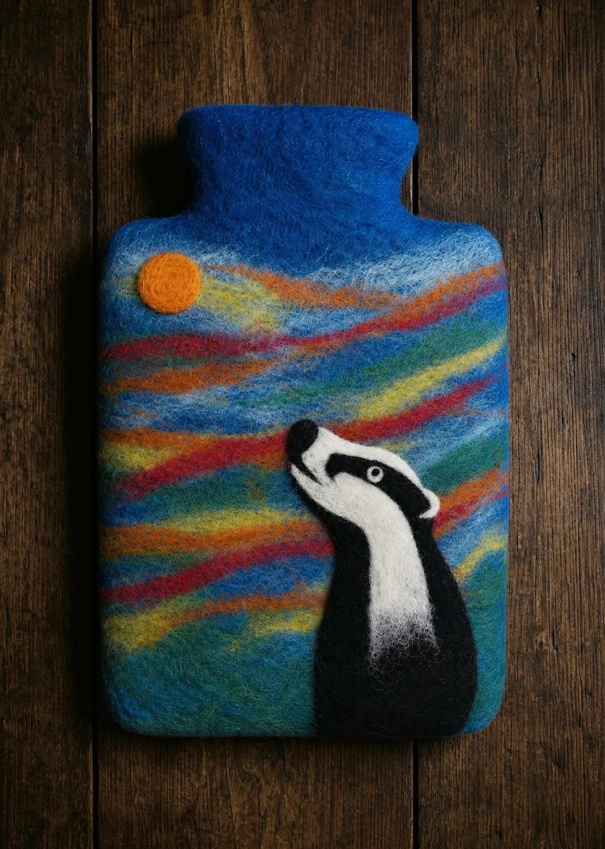 Fairtrade Felted Recycled Wool Huggable Hottie ~ Badger