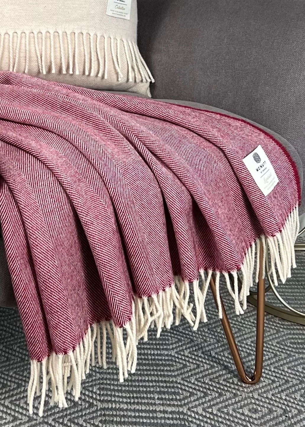 ww mcnutt merino spotted cranberry throw