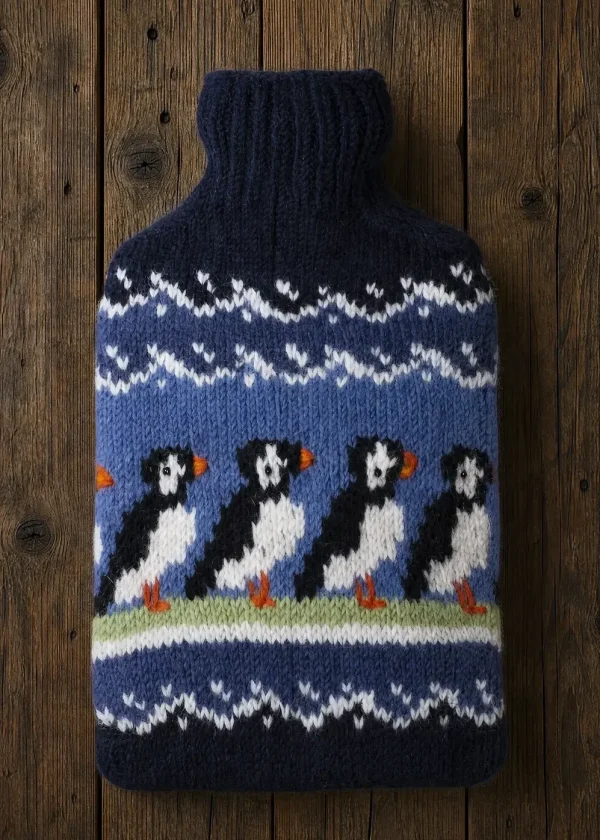 ww pachamama fairtrade wool hot water bottle puffin