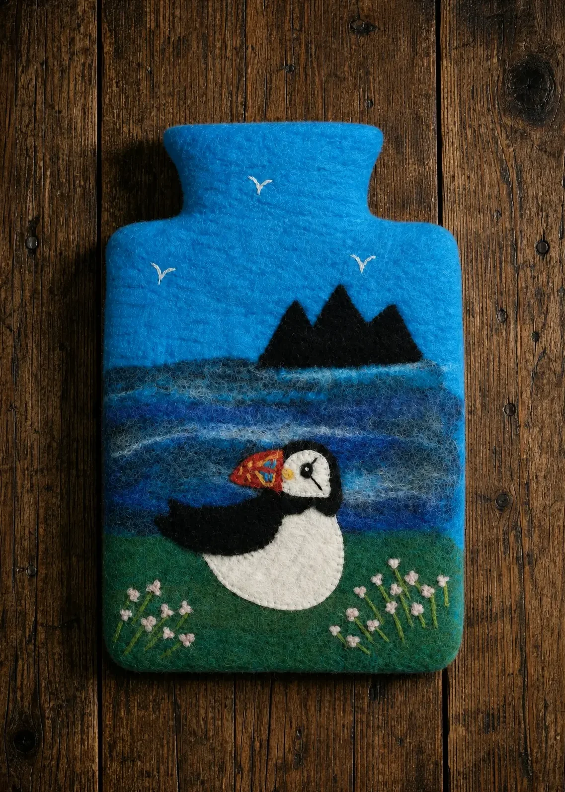 Fairtrade Felted Wool Huggable Hottie ~ Puffin