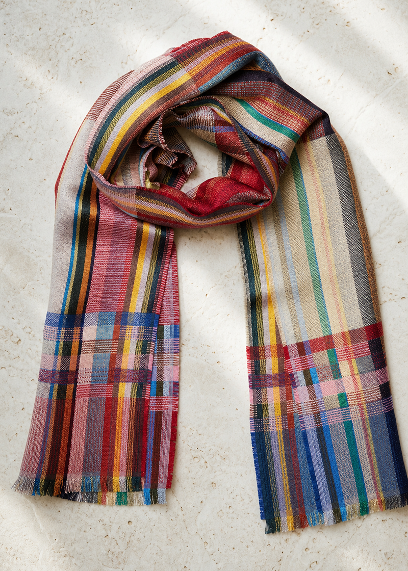 aldine pomegranate merino linen scarf ww