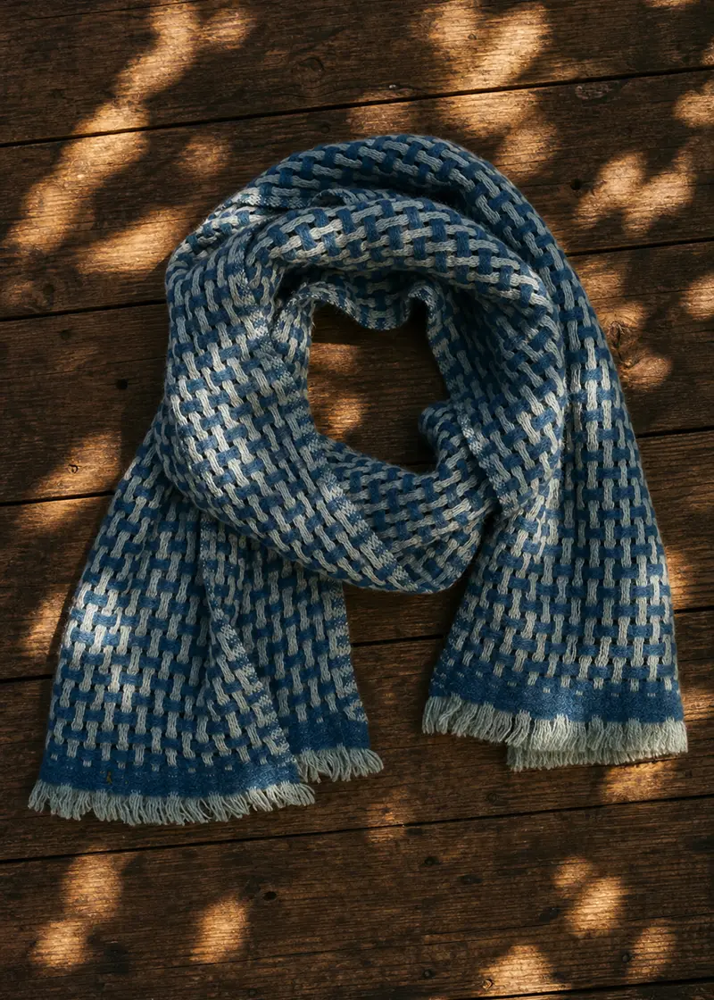 aqua criss cross fairtrade cashmere scarf ww