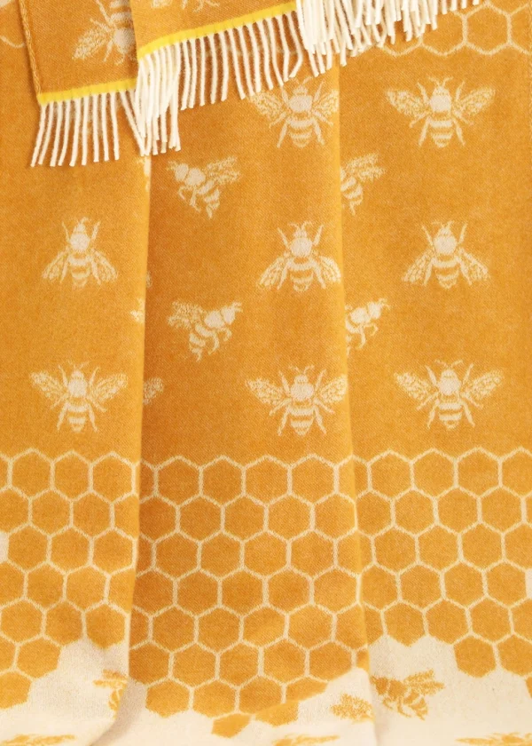bee yellow pure wool throw