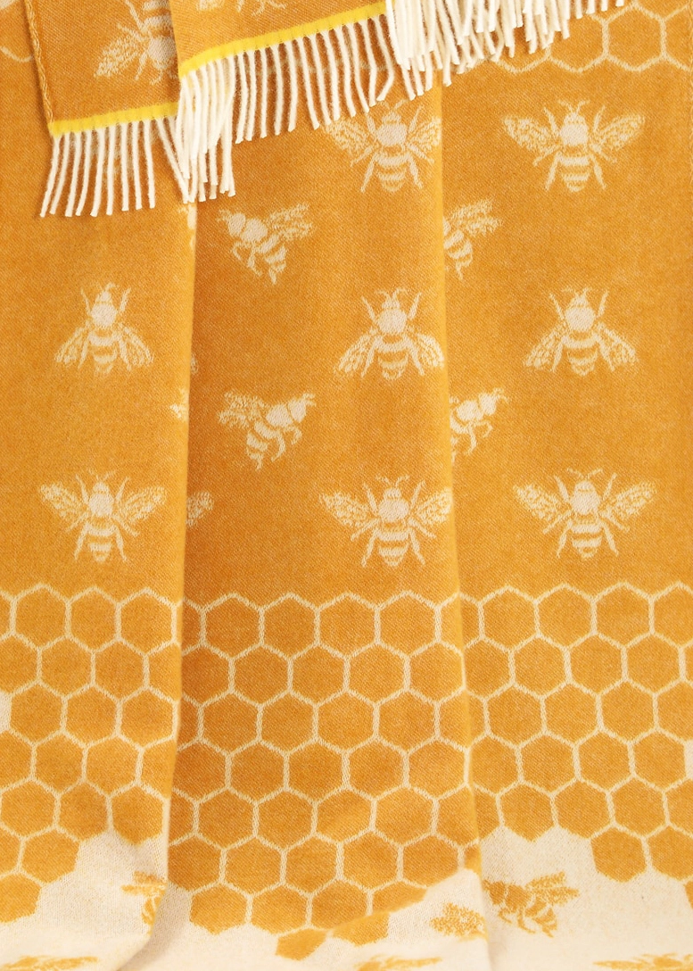 bee yellow pure wool throw