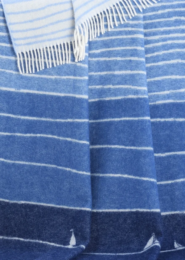 boat blue wool throw