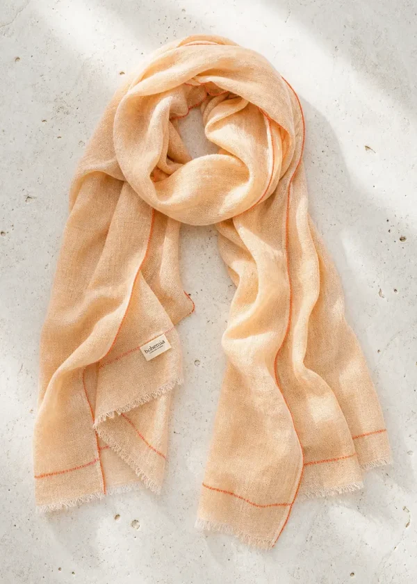 bohemia orange linen scarf ww