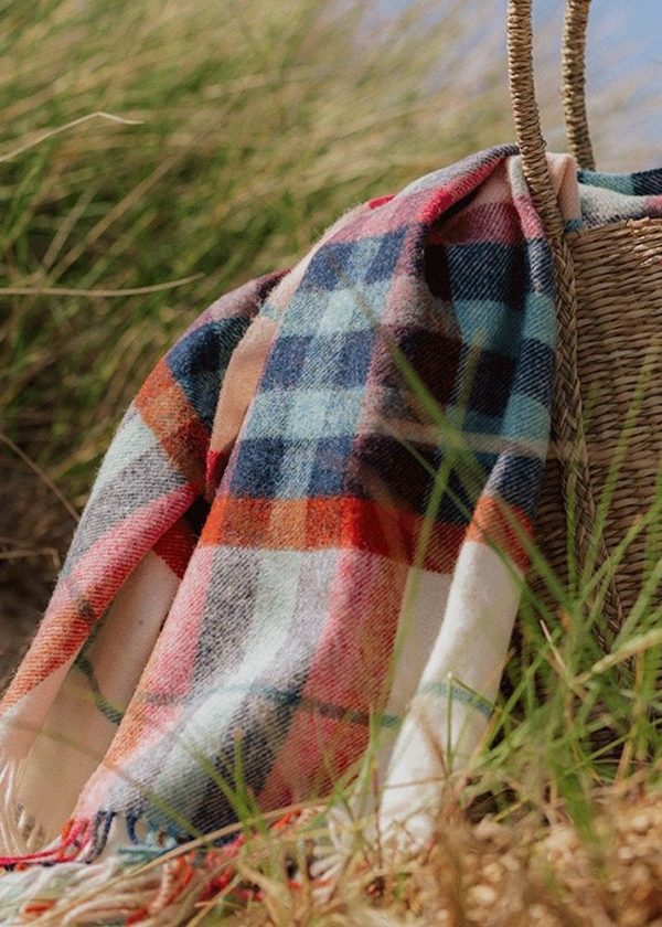 bronte falmouth ivory red shetland wool throw