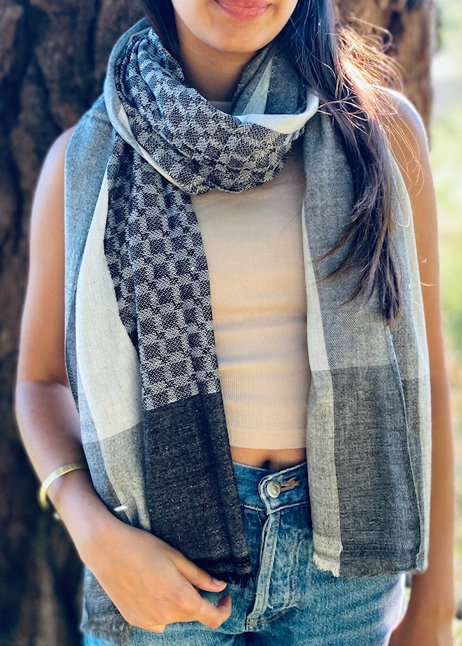 check fairtrade cashmere shawl ww
