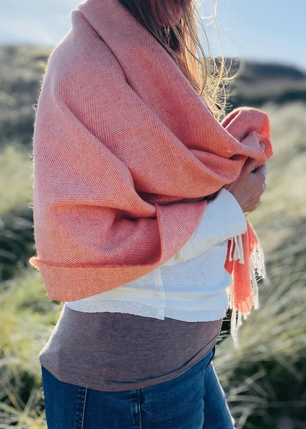 clementine orange lambswool pashmina shawl ww