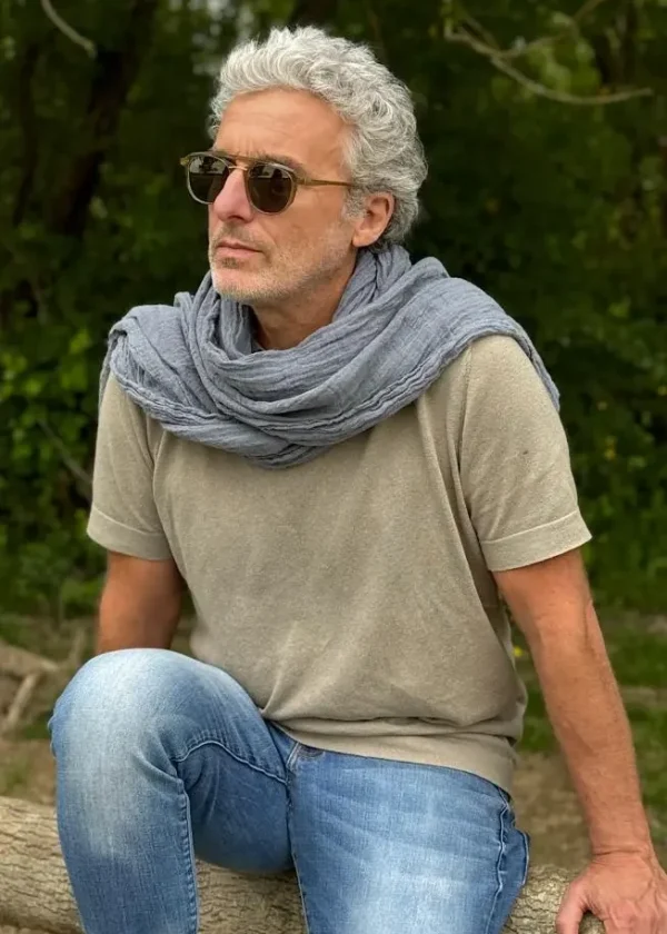 couleur chanvre blue tea pure hemp scarf ww
