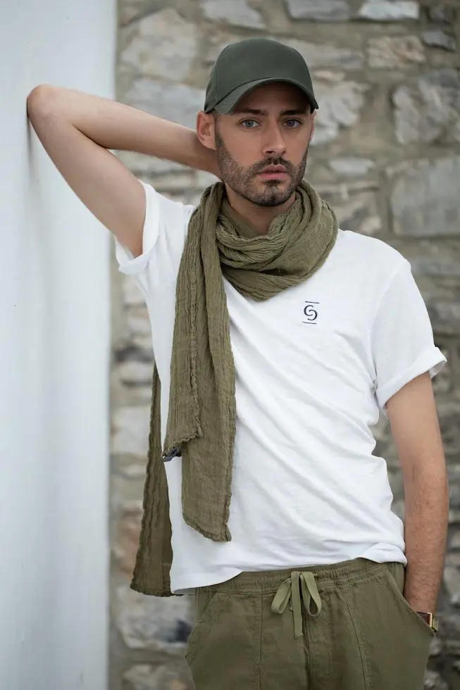 couleur chanvre khaki green hemp scarf ww