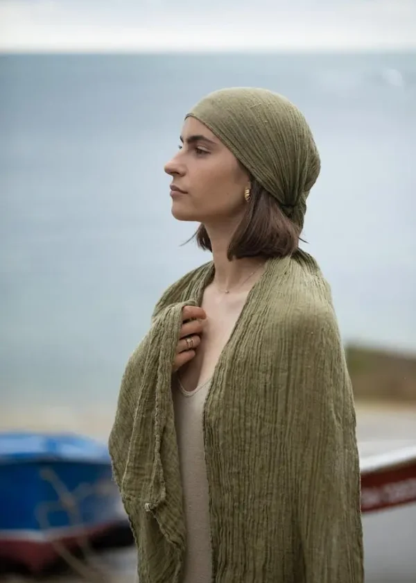 couleur chanvre khaki hemp scarf ww