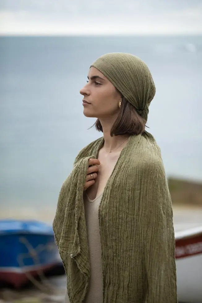 couleur chanvre khaki hemp scarf ww