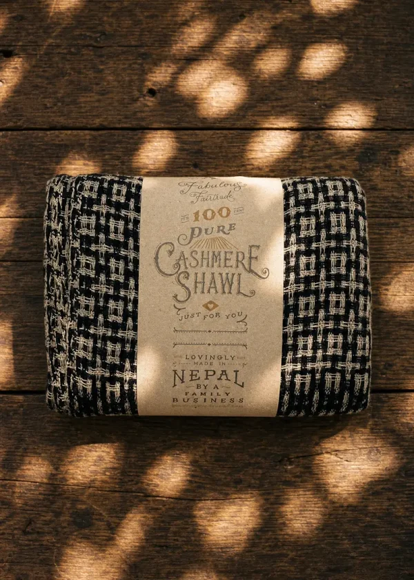 cross hatch fairtrade cashmere shawl ww