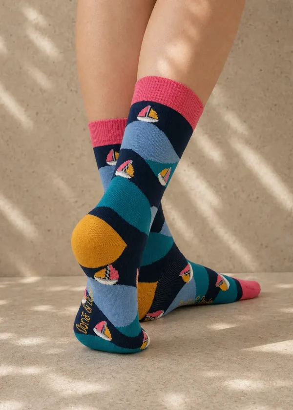 doris dude navy boats bamboo socks ww