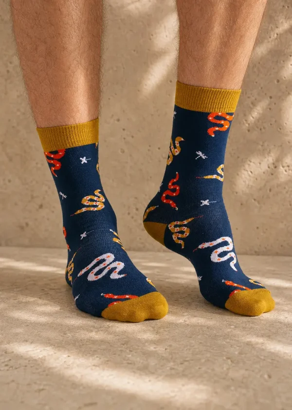 doris dude navy snakes bamboo socks ww