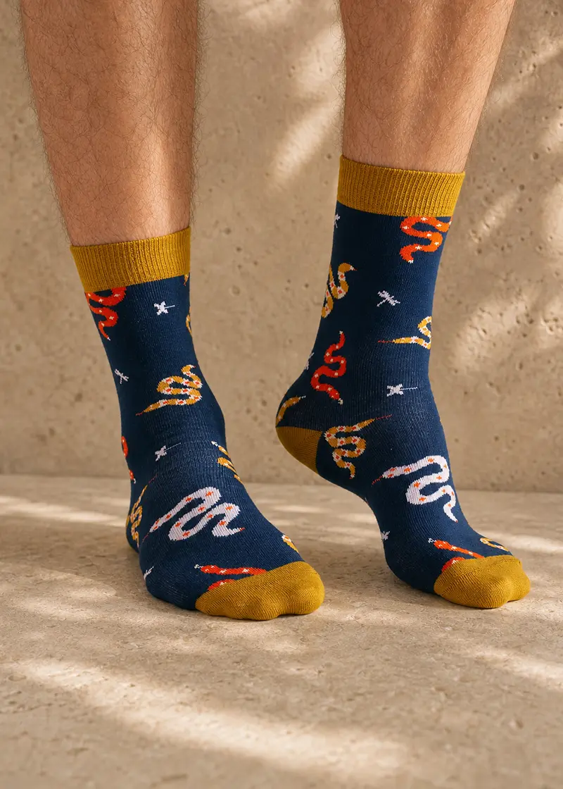 doris dude navy snakes bamboo socks ww