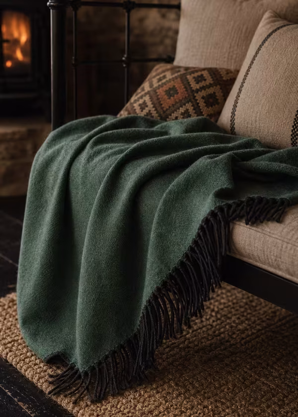 emerald reversible green throw ww
