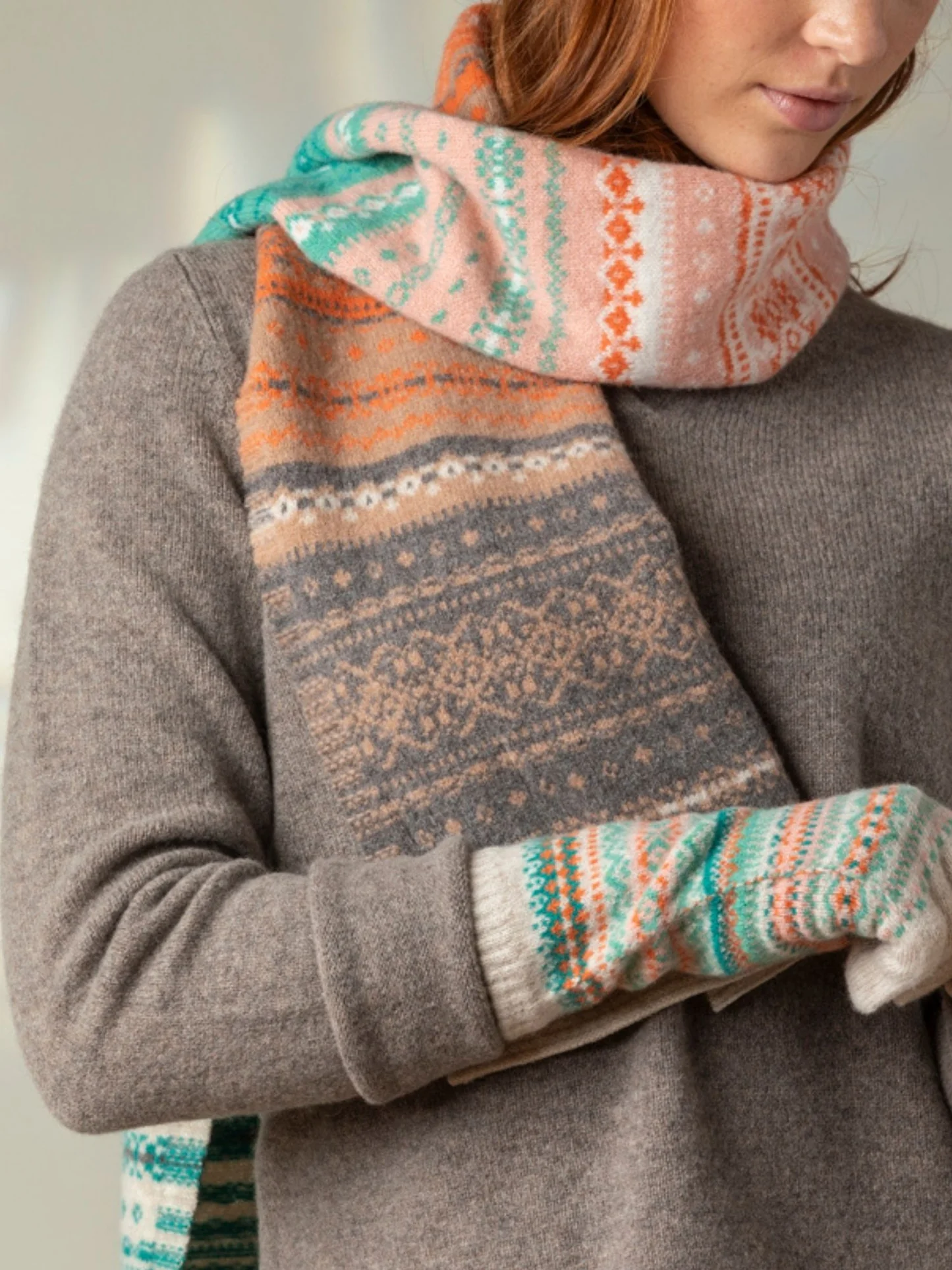 eribe alloa elder fairisle merino wool scarf