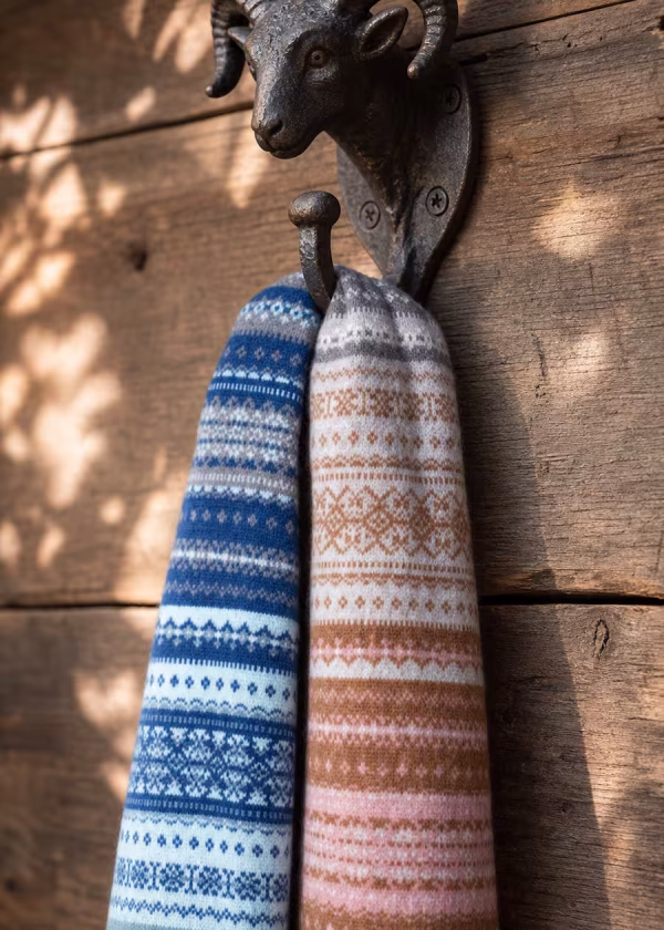 eribe dew fairisle pure wool scarf ww