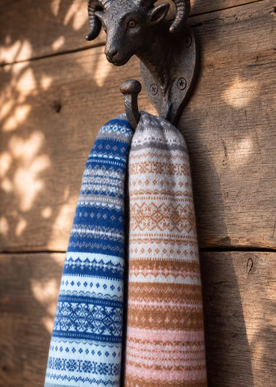 eribe dew fairisle pure wool scarf ww