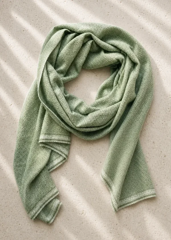 fairtrade grass diamonD cashmere shawl ww