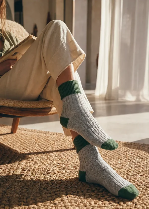 green grey cashmere blend sock ww