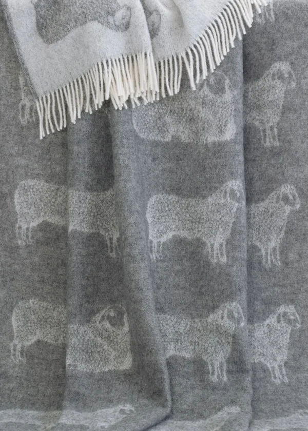 grey sheep throw wool