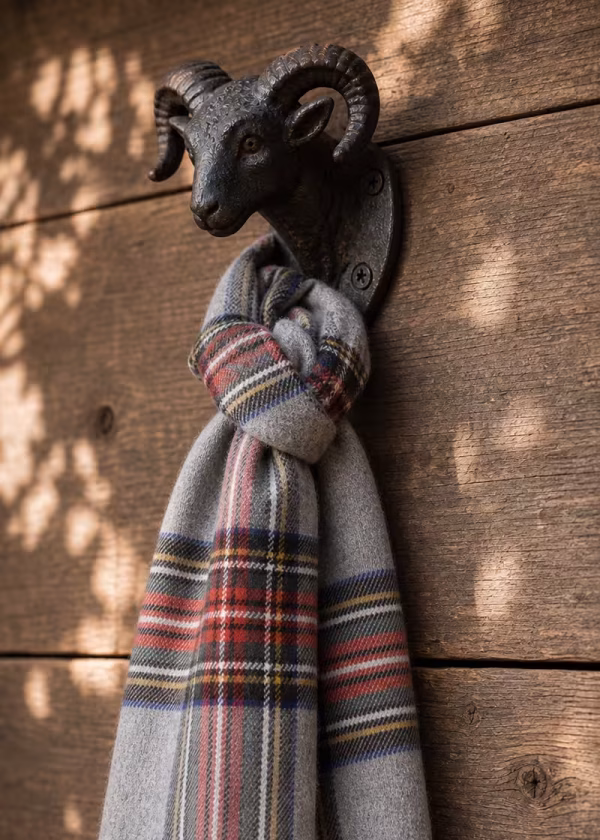 grey stuart check british lambswool scarf ww