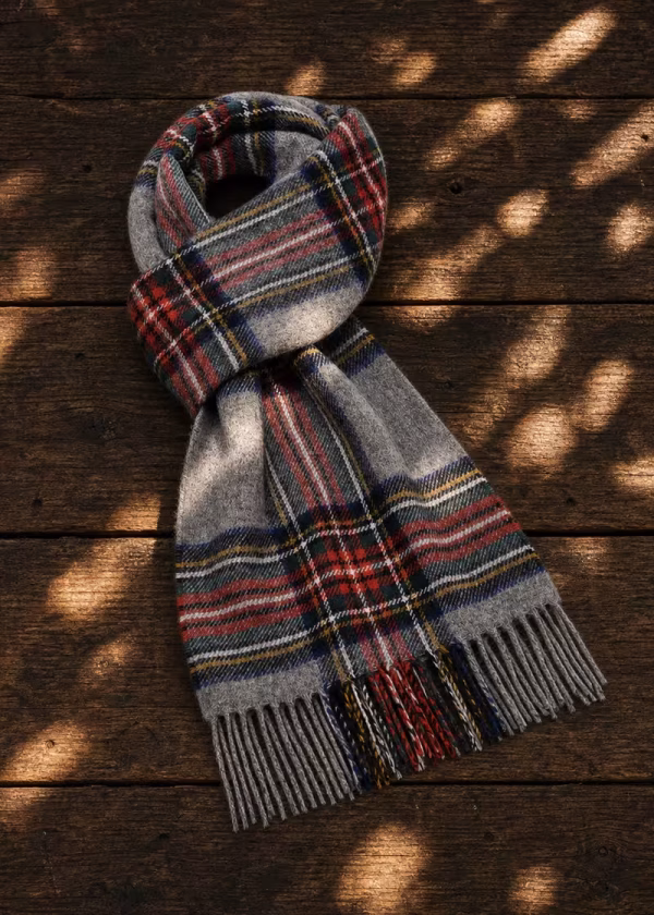 grey stuarts bronte check lambswool scarf ww