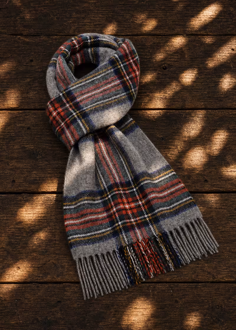 grey stuarts bronte check lambswool scarf ww